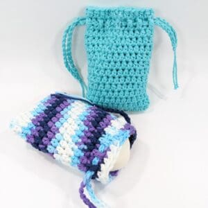 Soap Saver Crochet Blue Scrub Bag Set