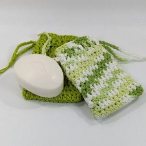 Soap Saver Crochet Lime Scrub Bag Set