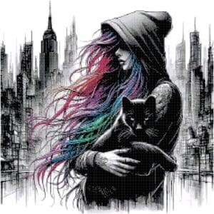 Street girl cross stitch pattern