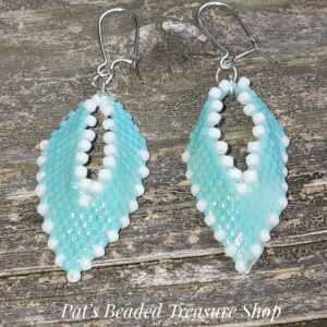 Russian Leaf Earring in Seafoam Green with Stainless Leverback Ear Wires
