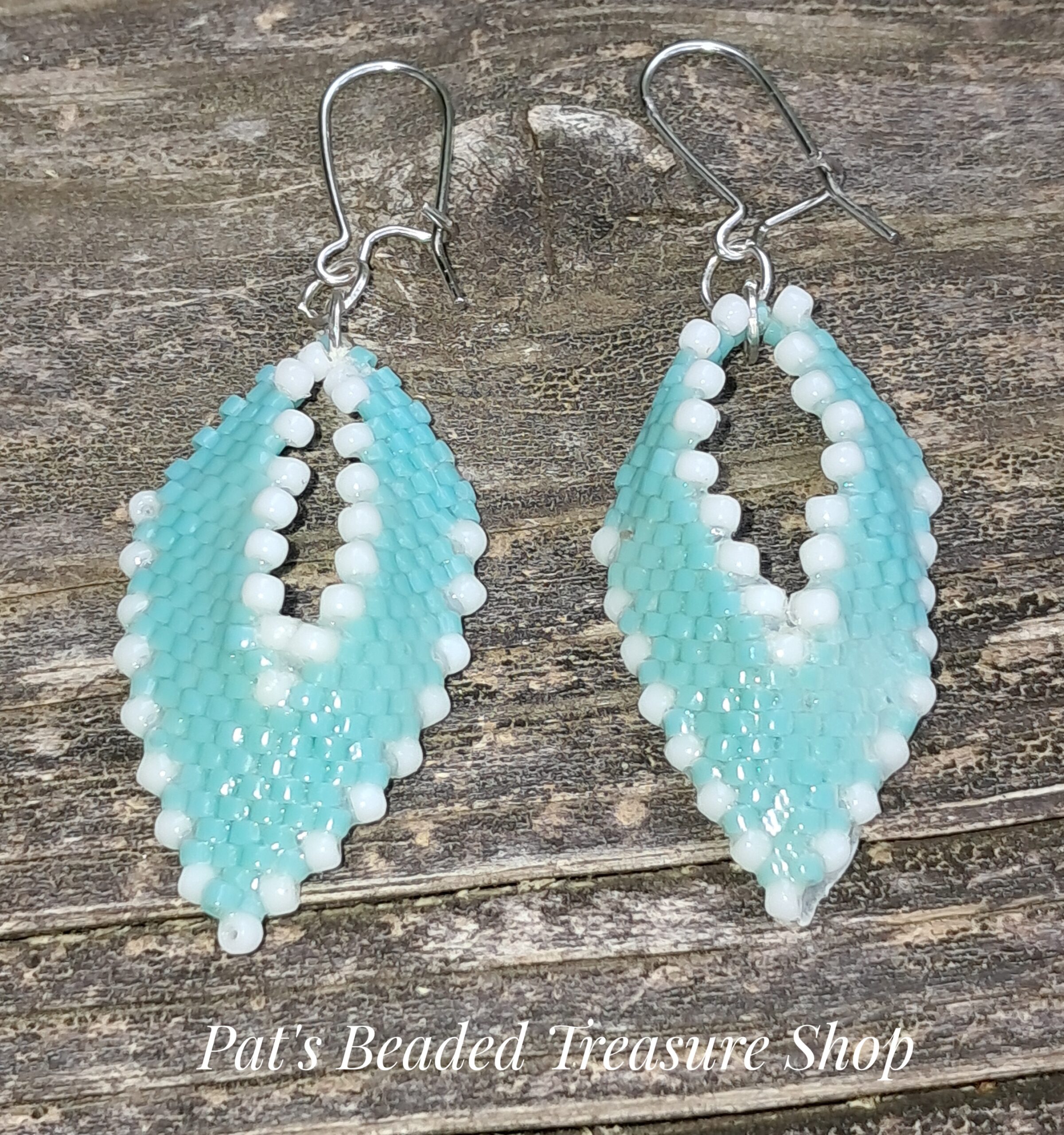 Russian leaf earring in seafoam green with stainless leverback ear wires Russian leaf earring in seafoam green with stainless leverback ear wires