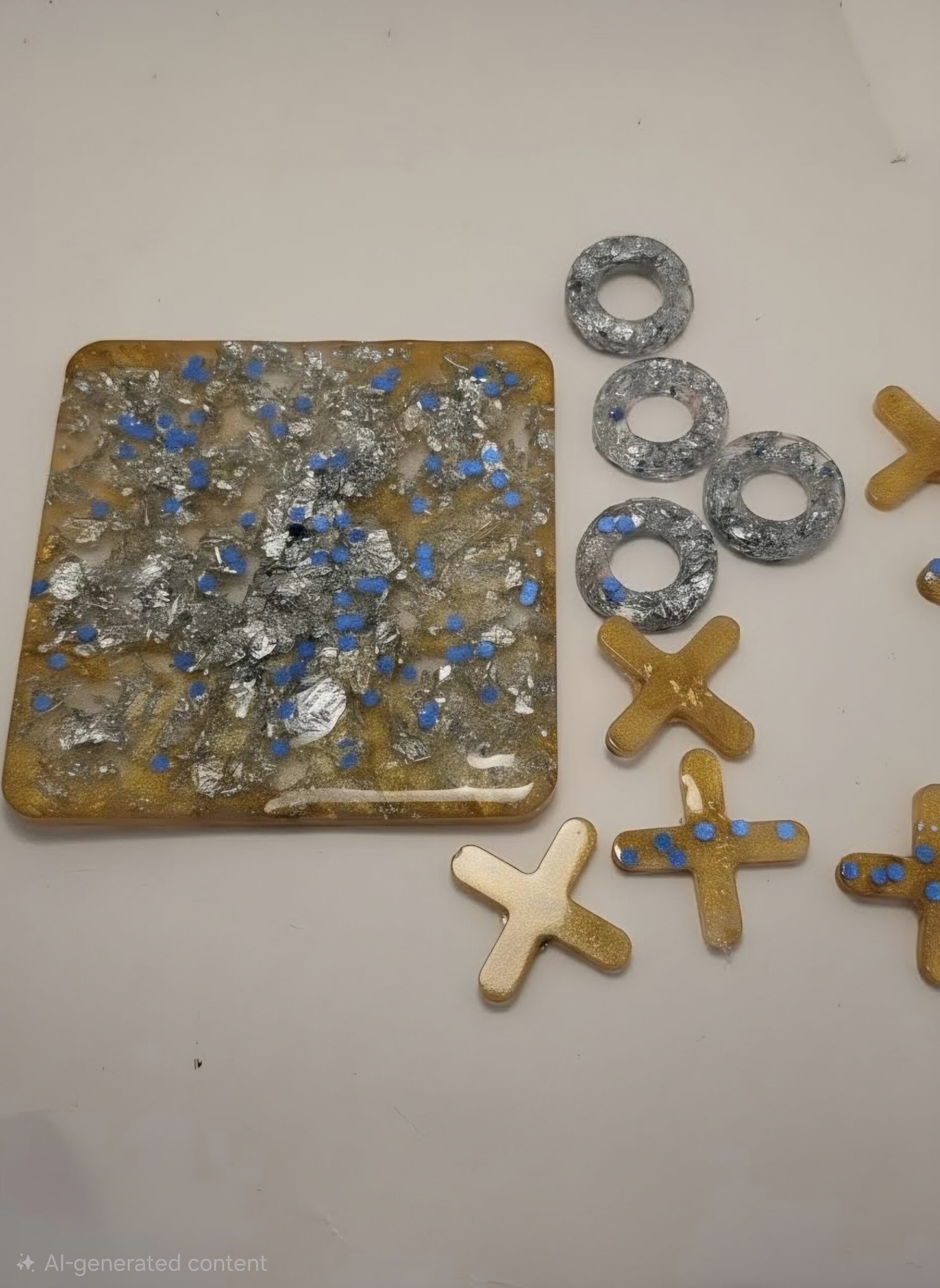 Golden galaxy resin tic-tac-toe set Golden galaxy resin tic-tac-toe set - image 3
