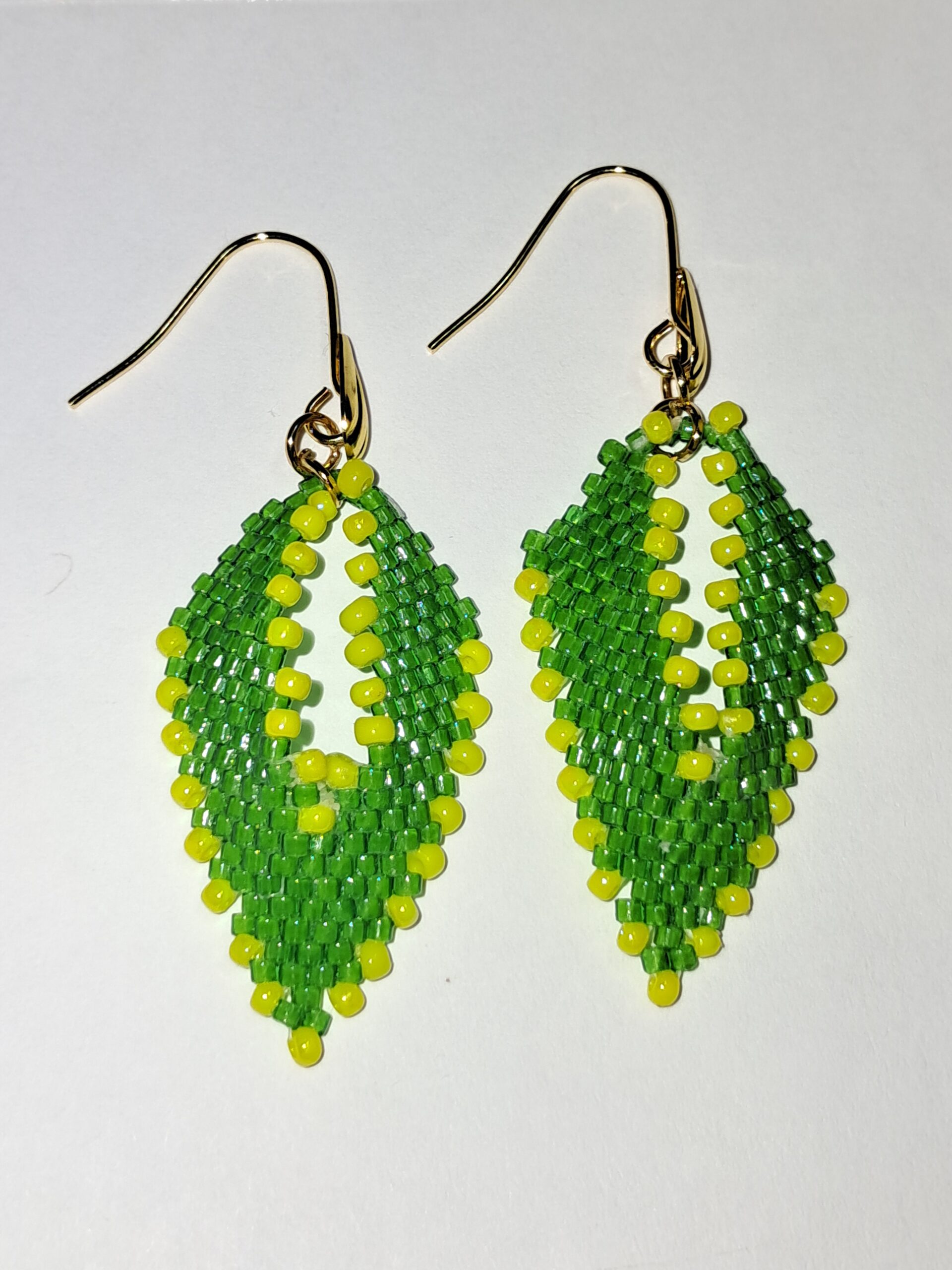 Lime green russian leaf earrings with gold plated ear wires Lime green russian leaf earrings with gold plated ear wires - image 3