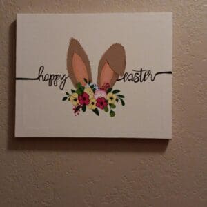 Adorable Happy Easter with Bunny Ears Painting