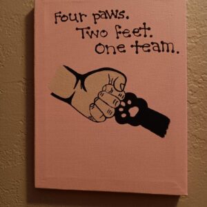 Four Paws Two Feet One Team Painting (Pink Background)
