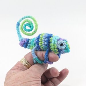 Crochet Chameleon Blue Finger Pet Toy