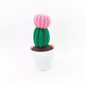 Pink Barrel Cactus Crochet Pincushion Decor