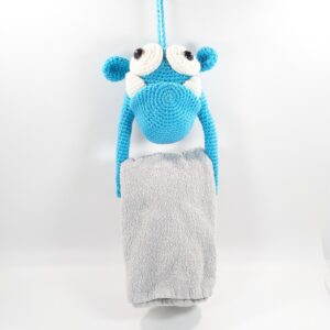 Blue Monster Towel Holder Crochet Decor