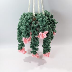 Floral Pink Hanging Crochet Plant Decor