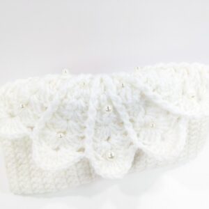 Shell phone & glasses white crochet case