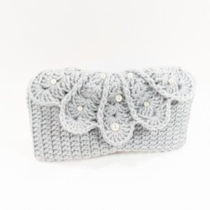 Shell phone & glasses grey crochet case