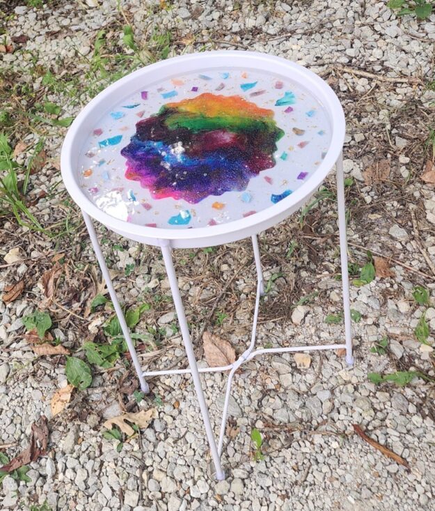 Beautiful aurora resin side table Aurora resin side table