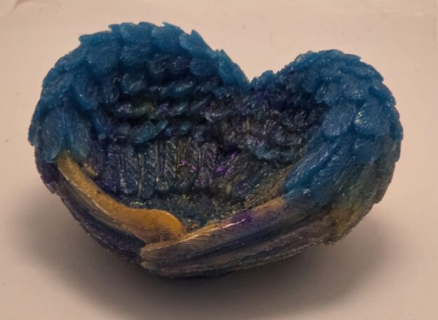 Heartfelt teal and gold halo wings trinket bowl Heartfelt teal and gold halo