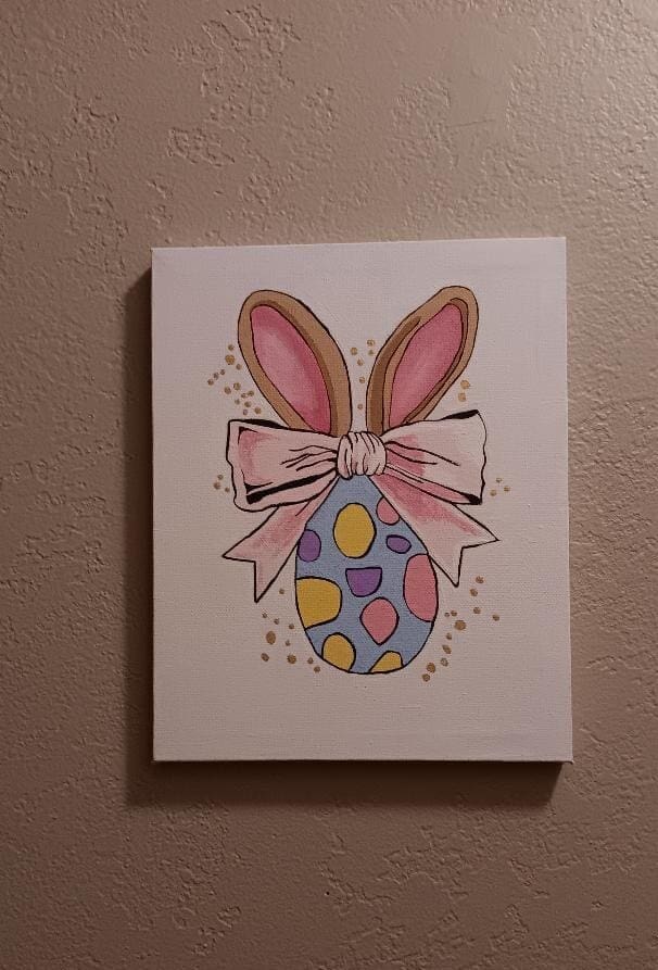 Adorable easter egg with bunny ears painting Adorable easter egg with bunny ears painting