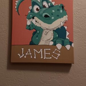 Hello dino-emerald green painting