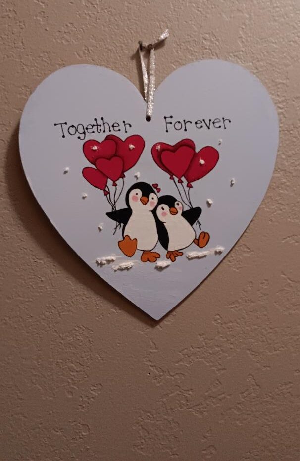 Together forever penguins painted heart Together forever penguins painted heart