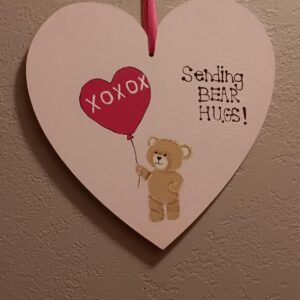 Sending BEAR Hugs Painted Wooden Heart