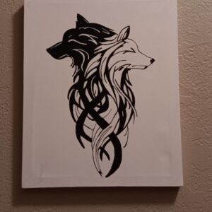Silhouette of Two Wolves Painting