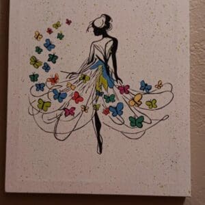Beautiful Woman with Butterfly Dress Painting