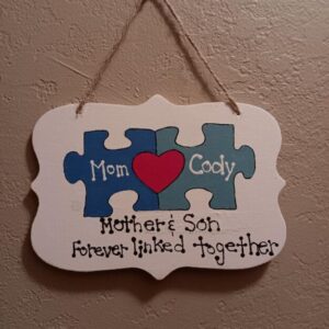 Puzzle Piece with One Child Painted Wooden Plaque