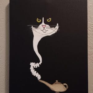 No Three Wishes Here (Genie Cat) Painting