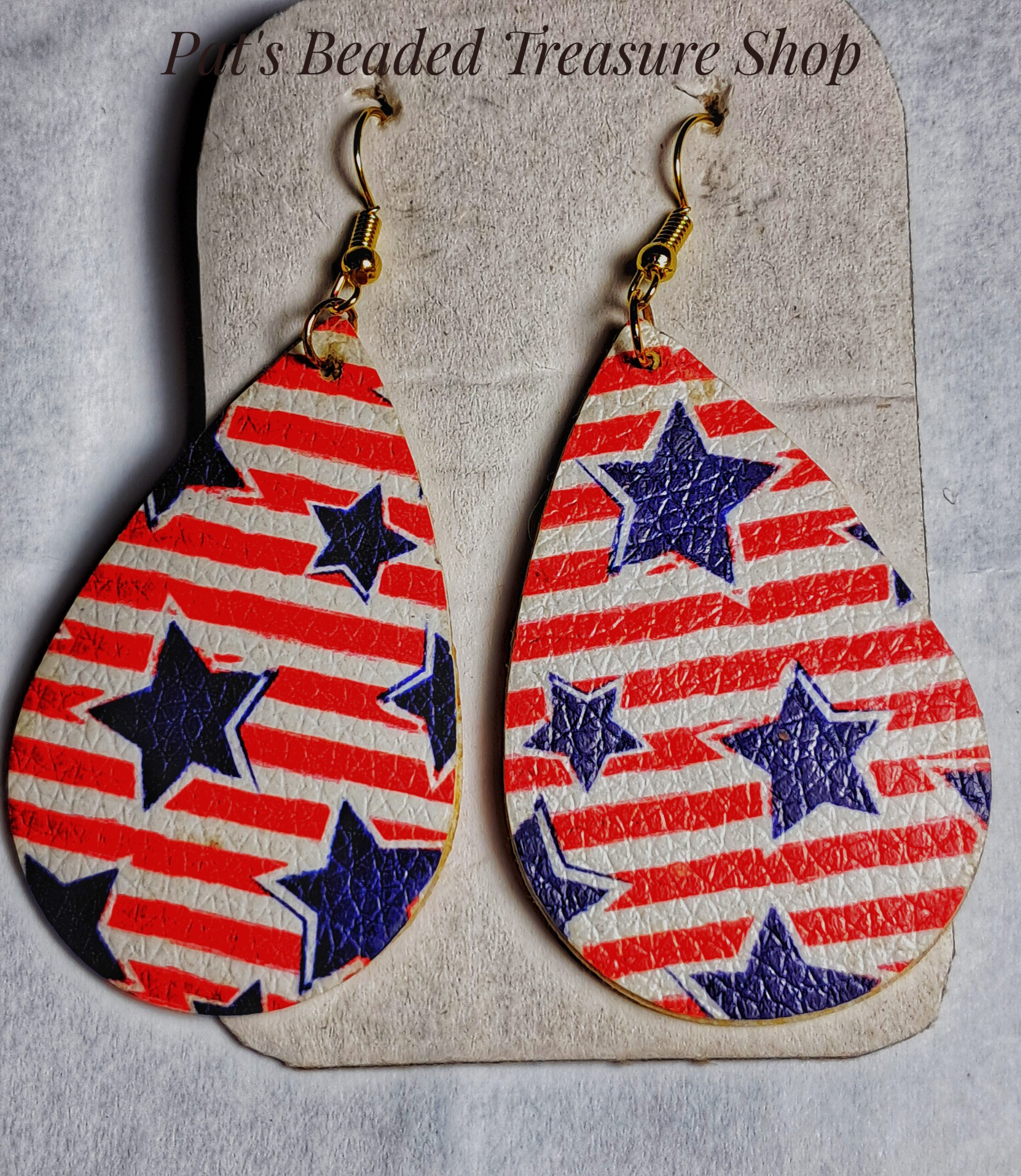 Patriotic faux leather americana teardrop earrings Patriotic faux leather americana teardrop earrings - image 2