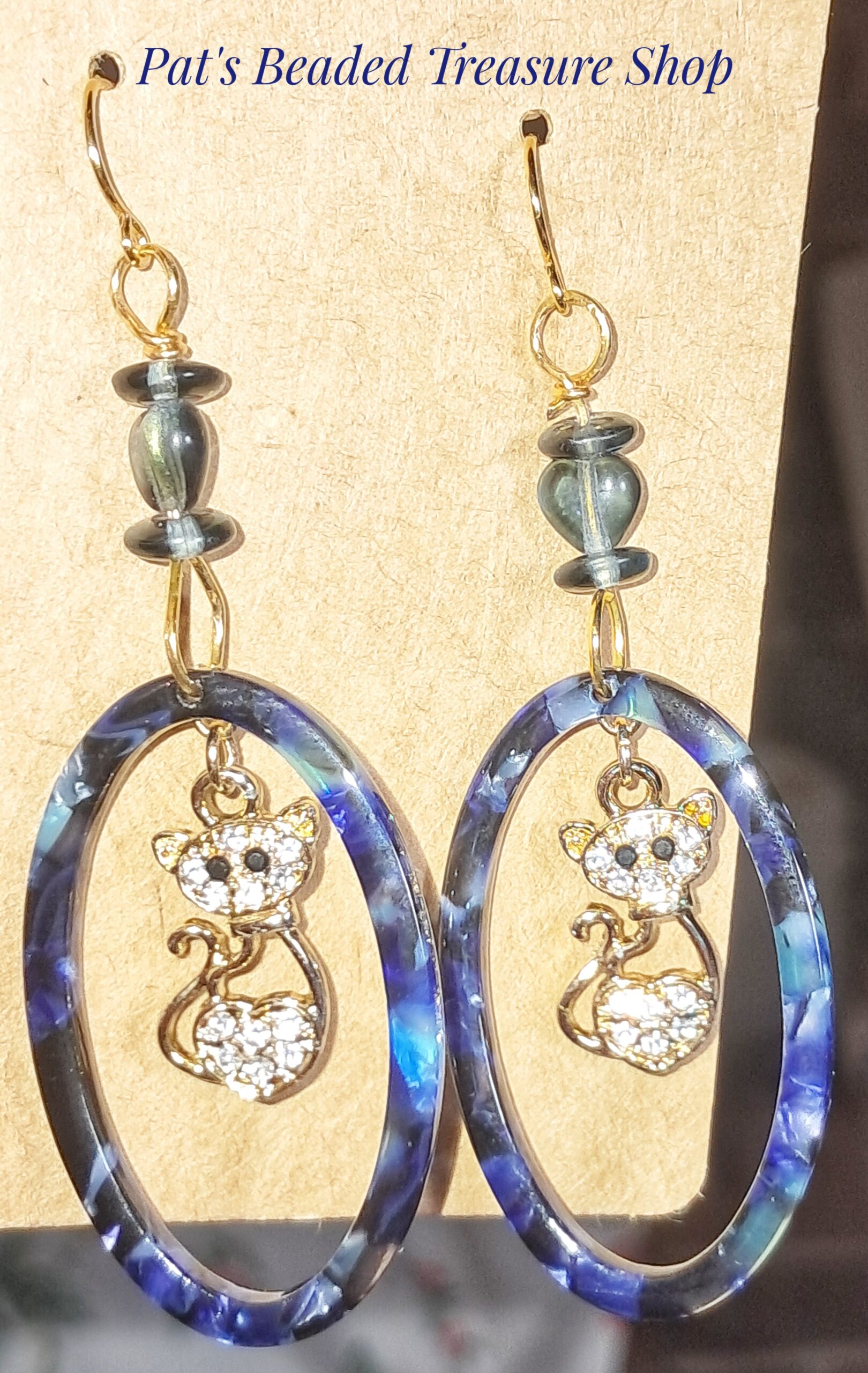 Unique montana blue cat dangle earrings Unique montana blue cat dangle earrings - image 4