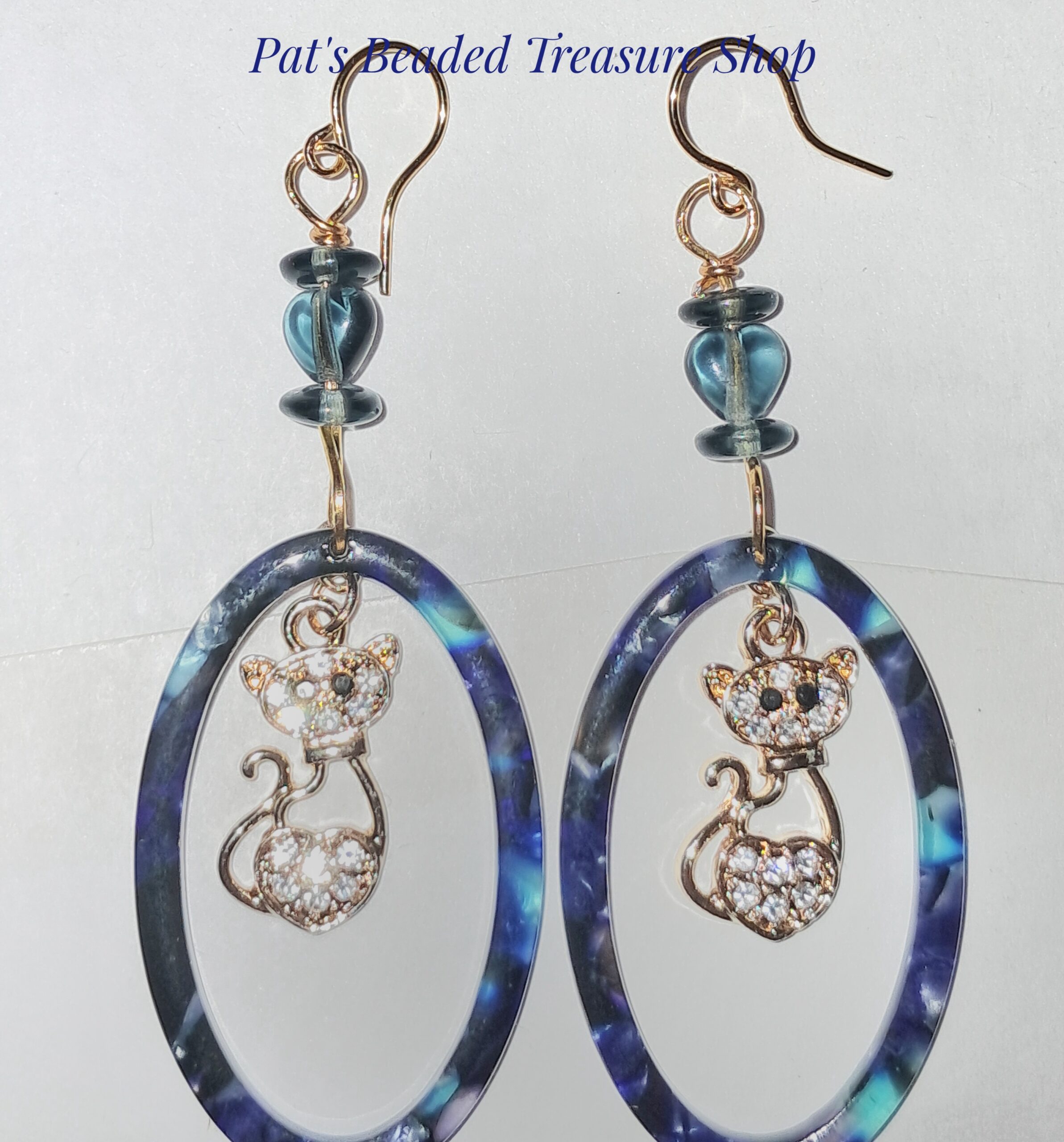 Unique montana blue cat dangle earrings Unique montana blue cat dangle earrings - image 3