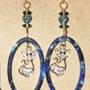 Unique Montana Blue Cat Dangle Earrings