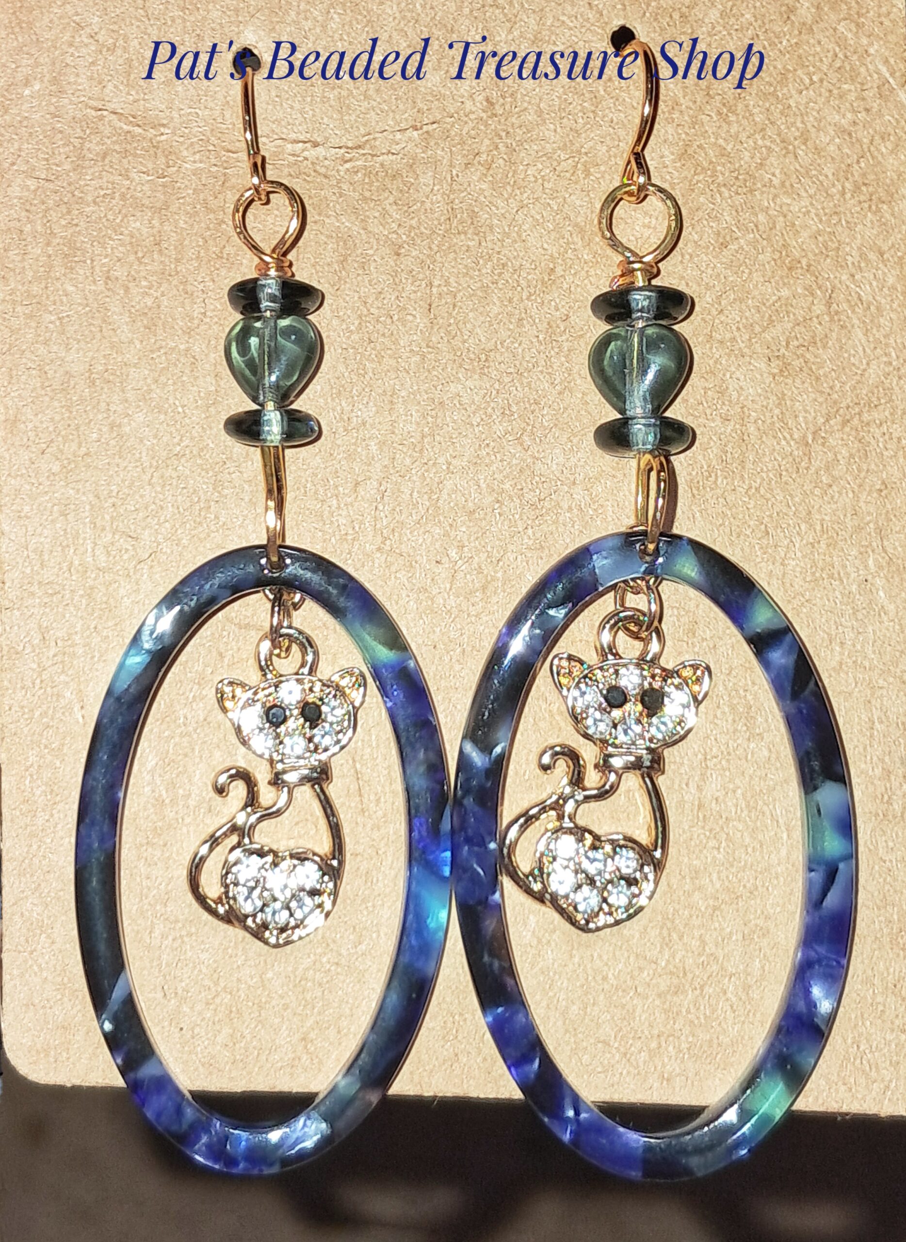 Unique montana blue cat dangle earrings Unique montana blue cat dangle earrings