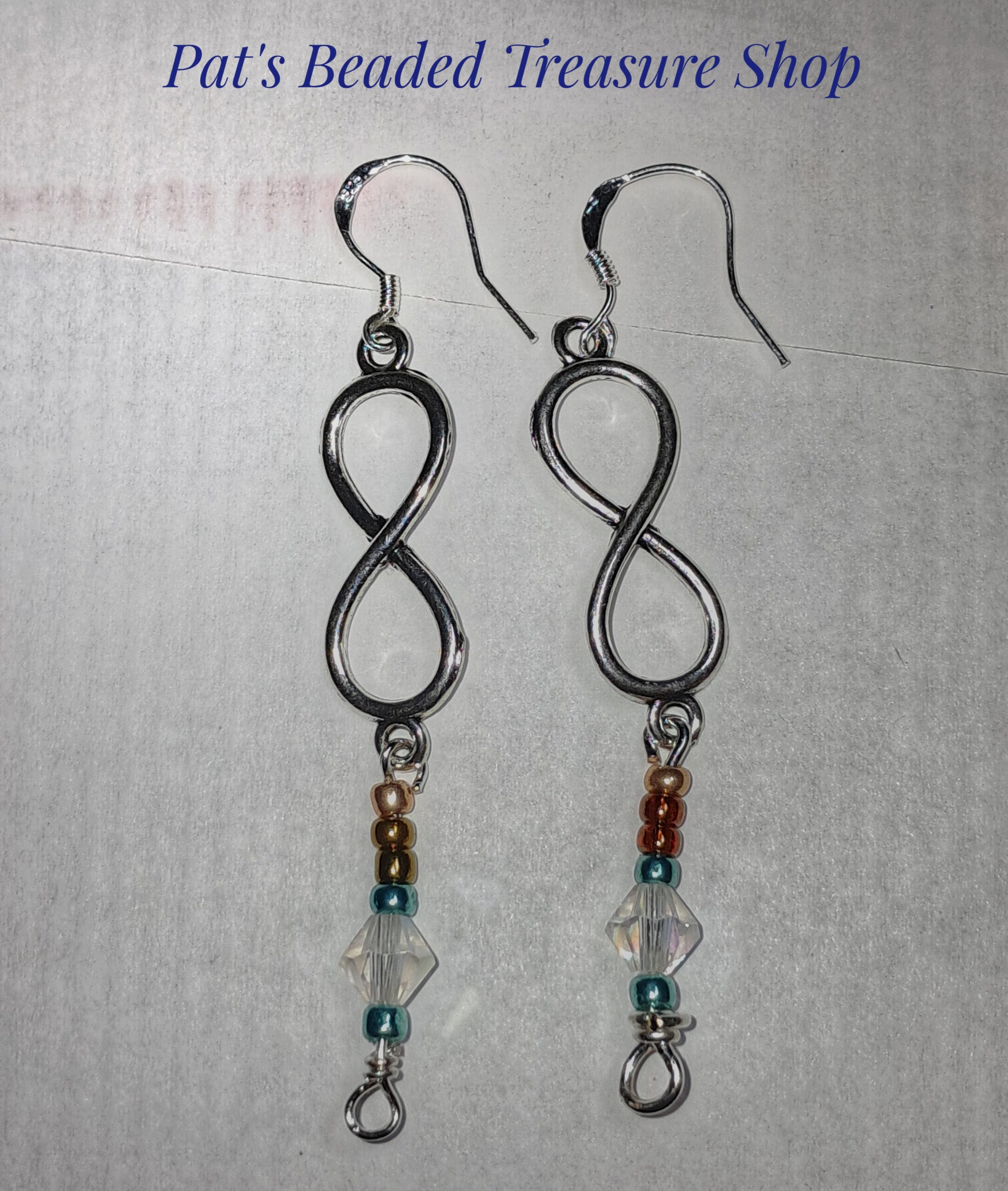 Unique infinity earrings with sterling silver ear wires Unique infinity earrings with sterling silver ear wires - image 3