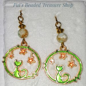 Whimsical Cat and Stars Earrings