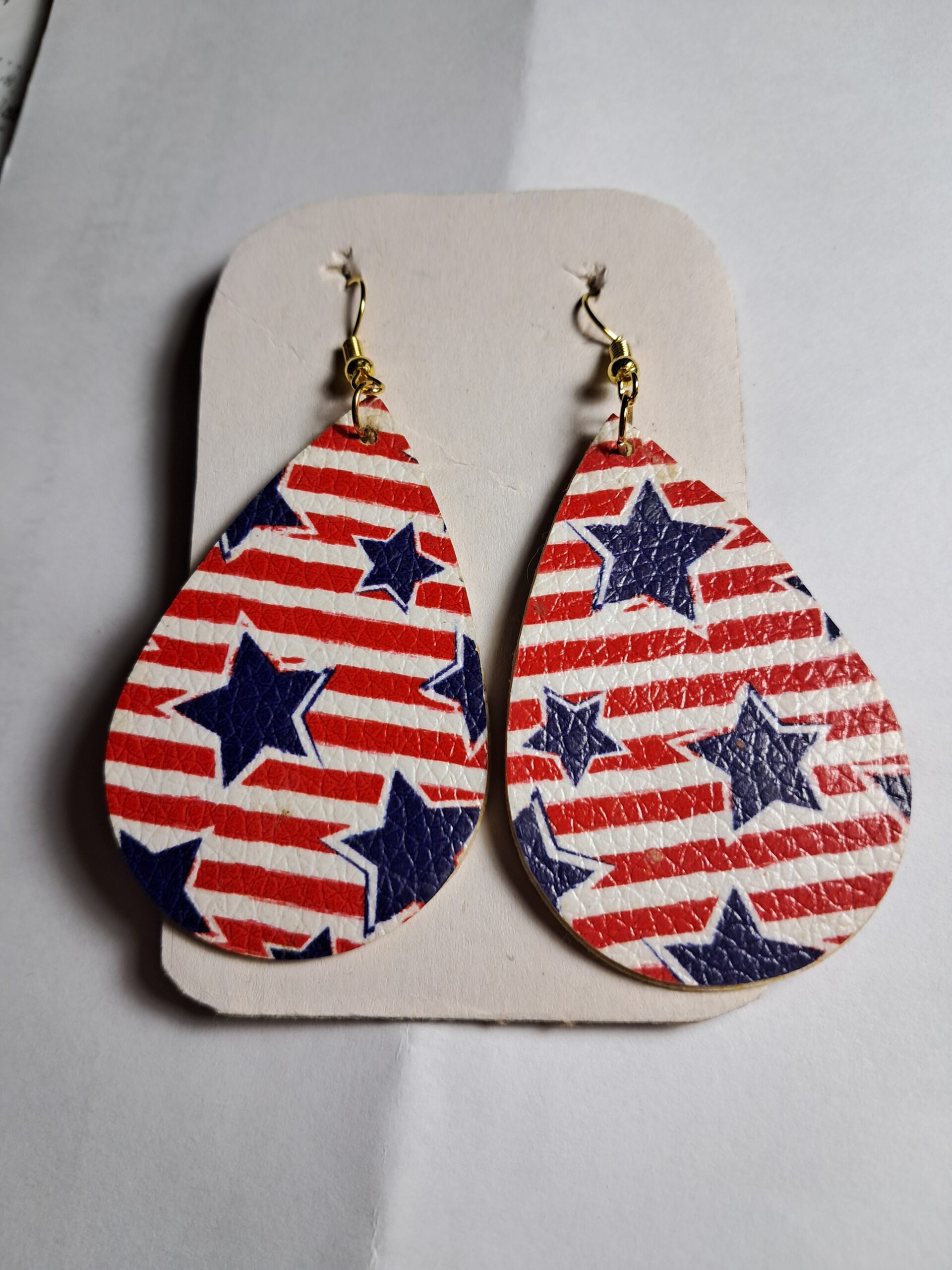 Patriotic faux leather americana teardrop earrings Patriotic faux leather americana teardrop earrings - image 3
