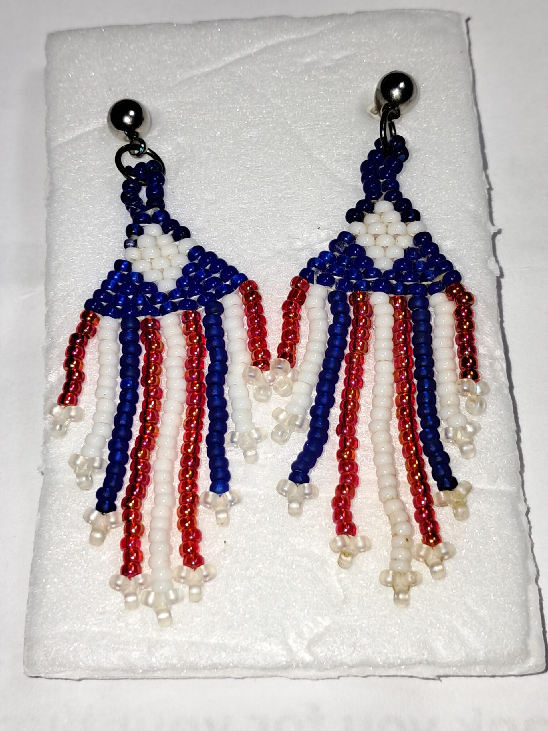 Americana seed bead fringe earrings Americana seed bead fringe earrings - image 5