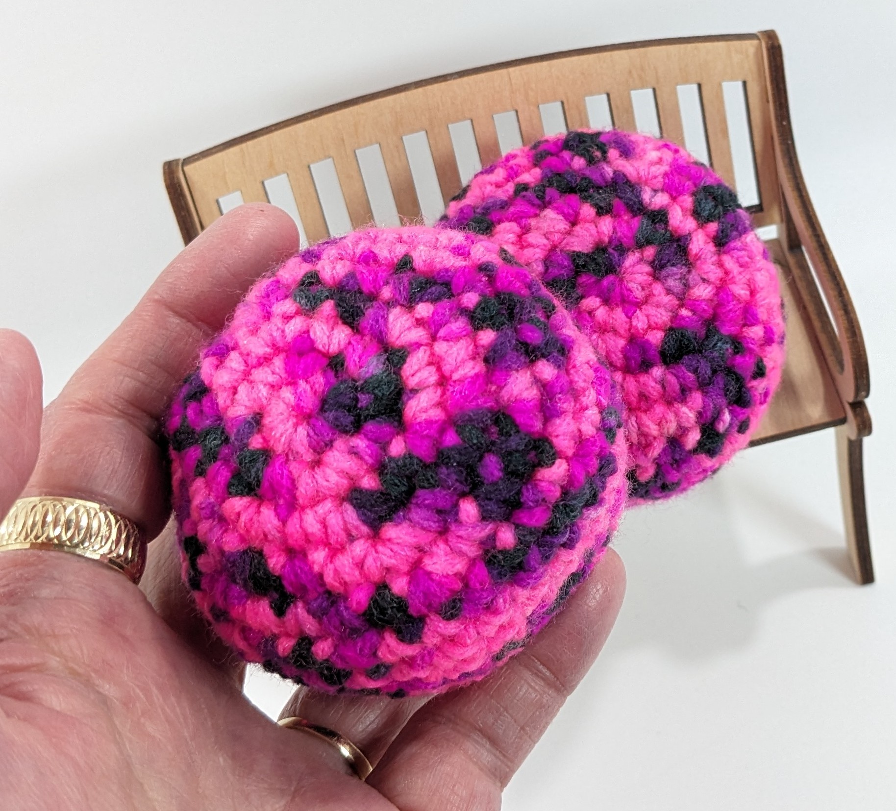 Hacky sack hot pink bean bag ball Hacky sack hot pink crochet bean bag ball