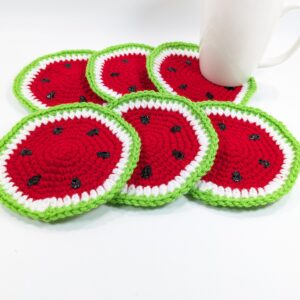 Watermelon Crochet Summer Coaster Set