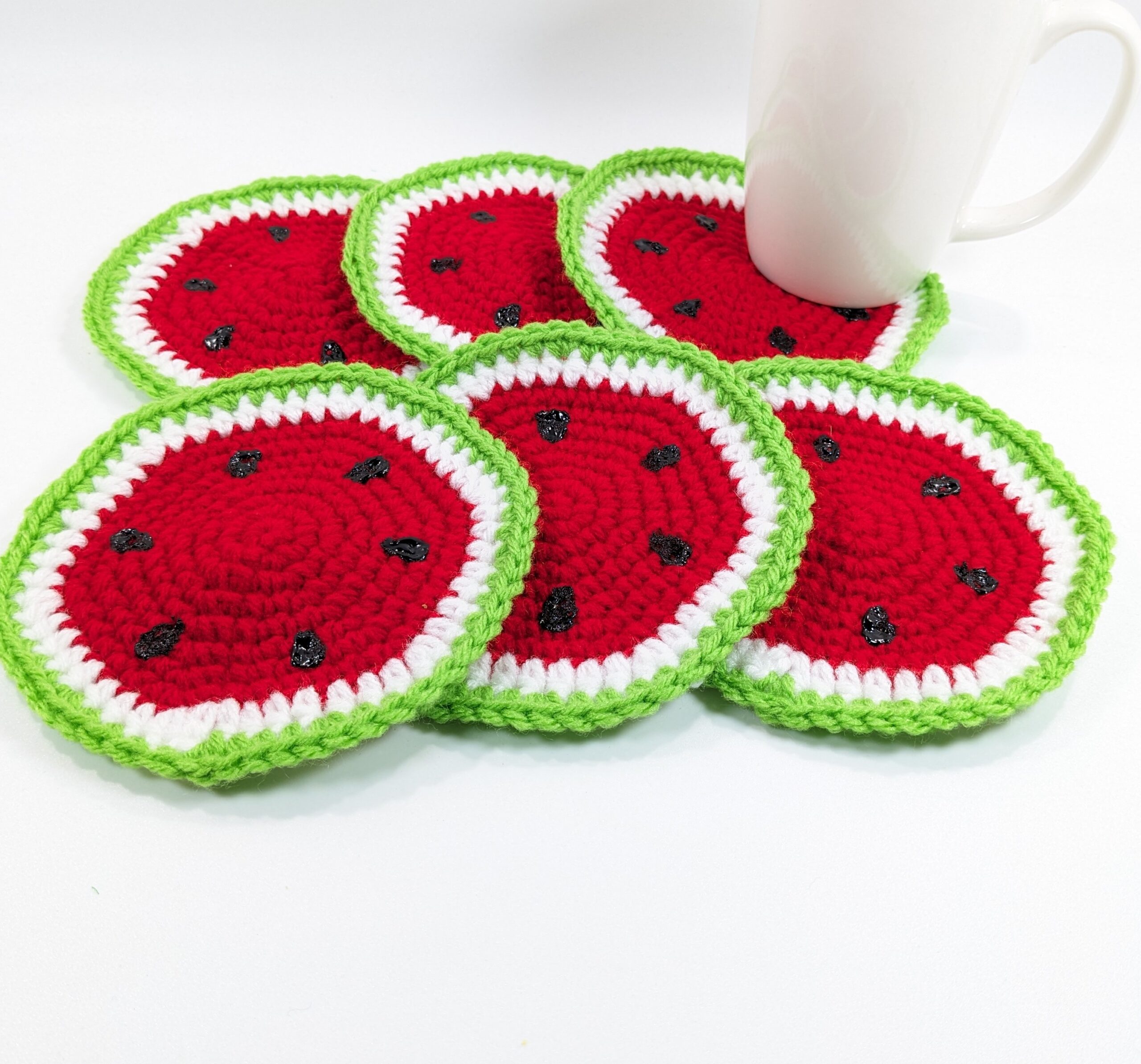 Watermelon crochet summer coaster set Watermelon crochet summer coaster set