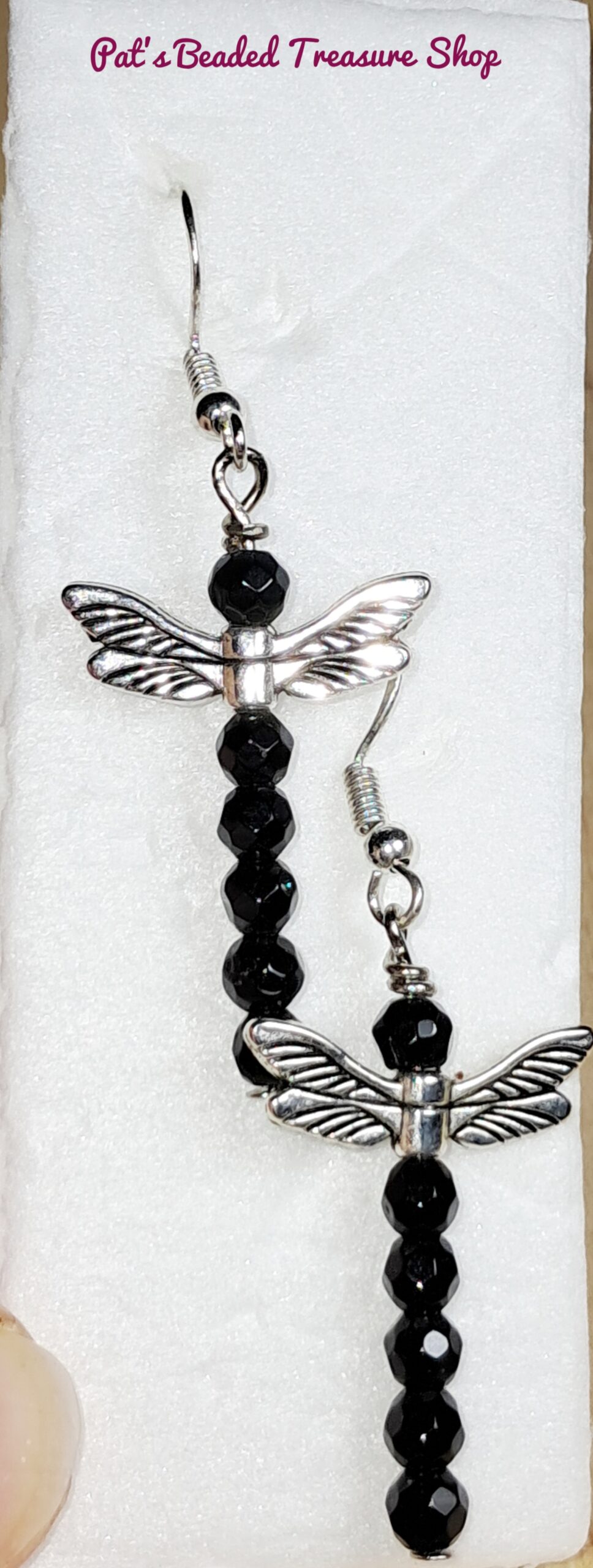 Black dragonfly earrings with 0. 925 sterling silver ear wires Black dragonfly earrings with 0. 925 sterling silver ear wires - image 2