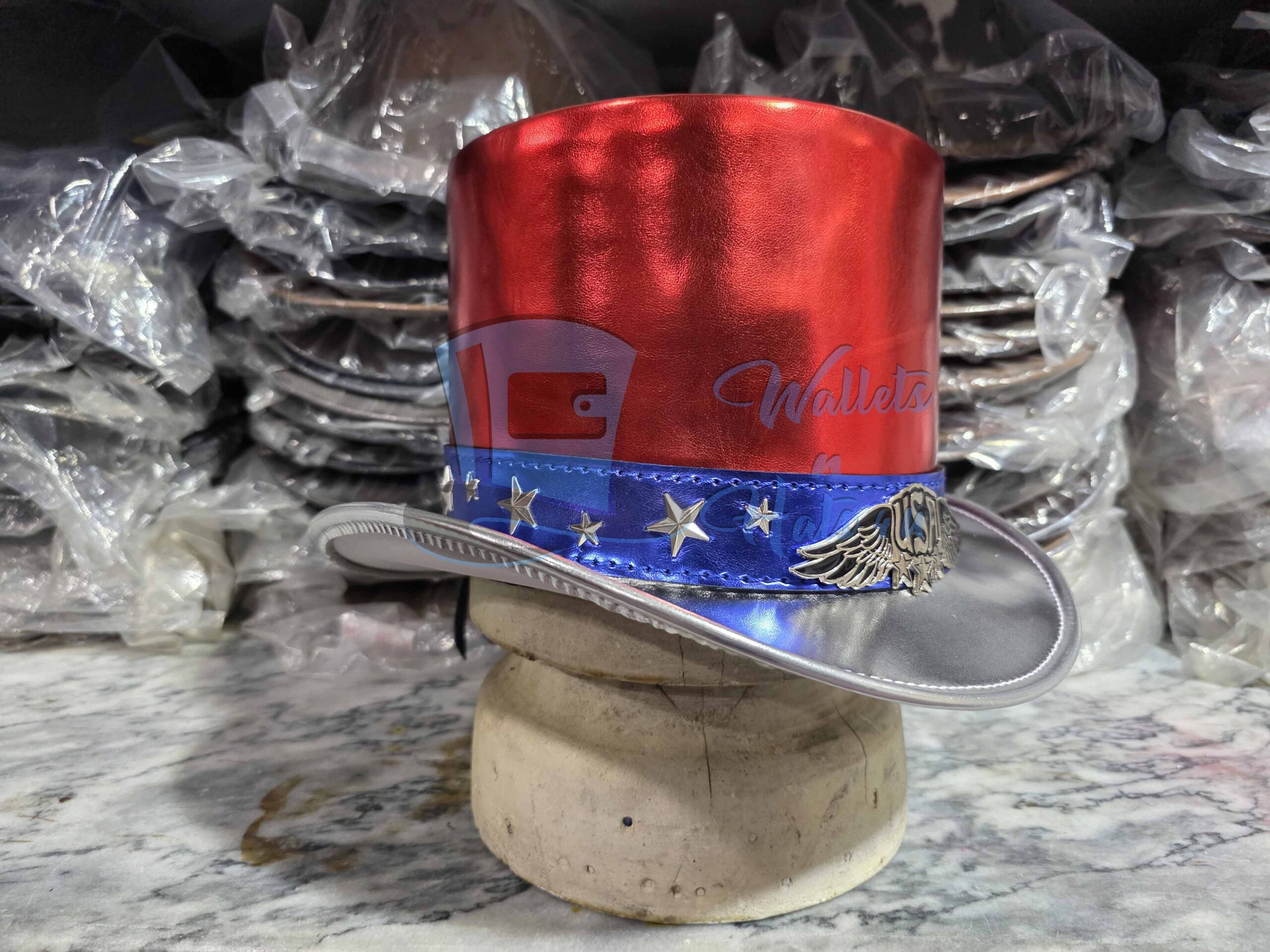 American flag festival 4th of july costume handmade leather top hat American flag festival 4th of july costume handmade leather top hat - image 2