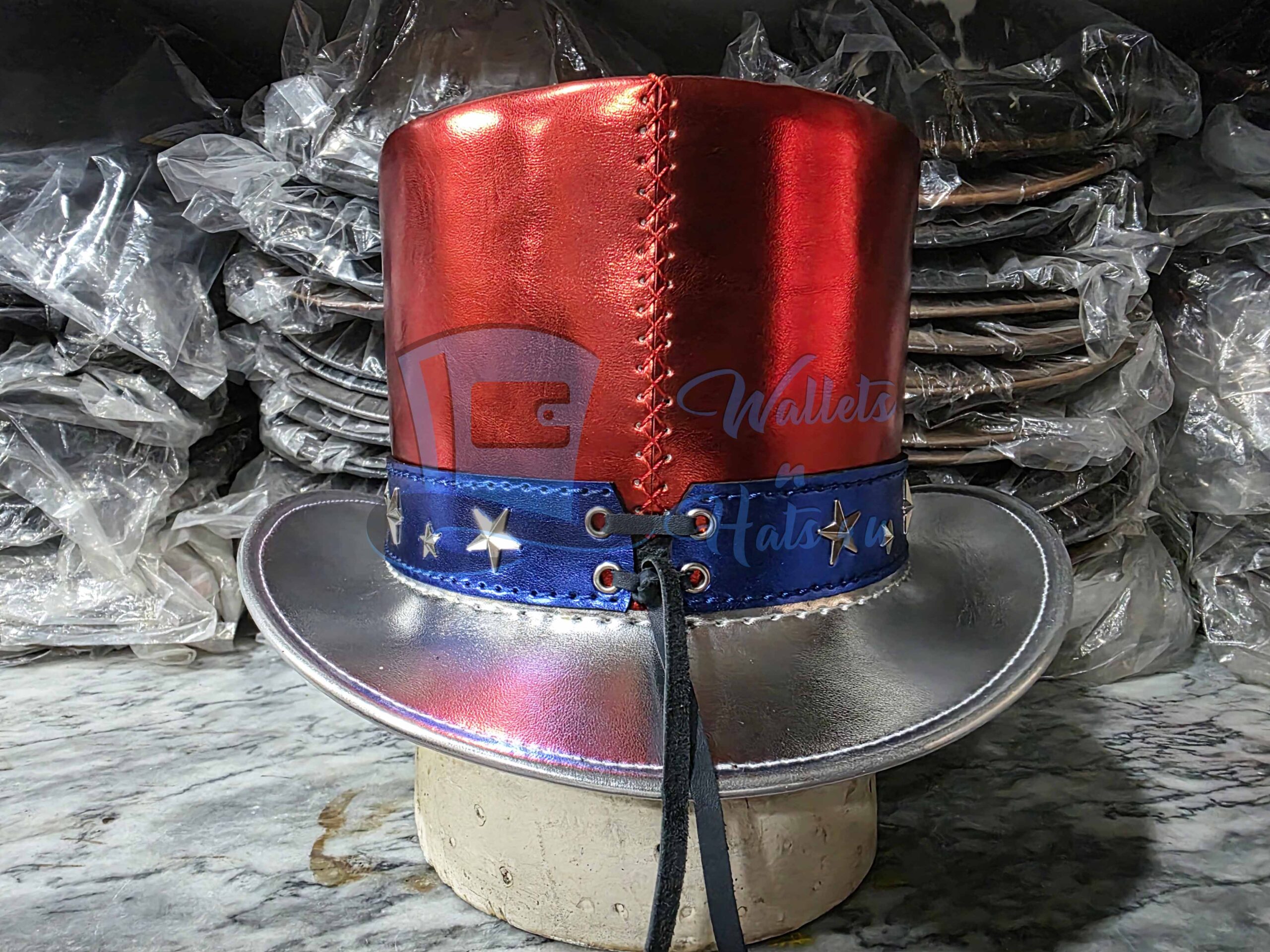 American flag festival 4th of july costume handmade leather top hat American flag festival 4th of july costume handmade leather top hat - image 5