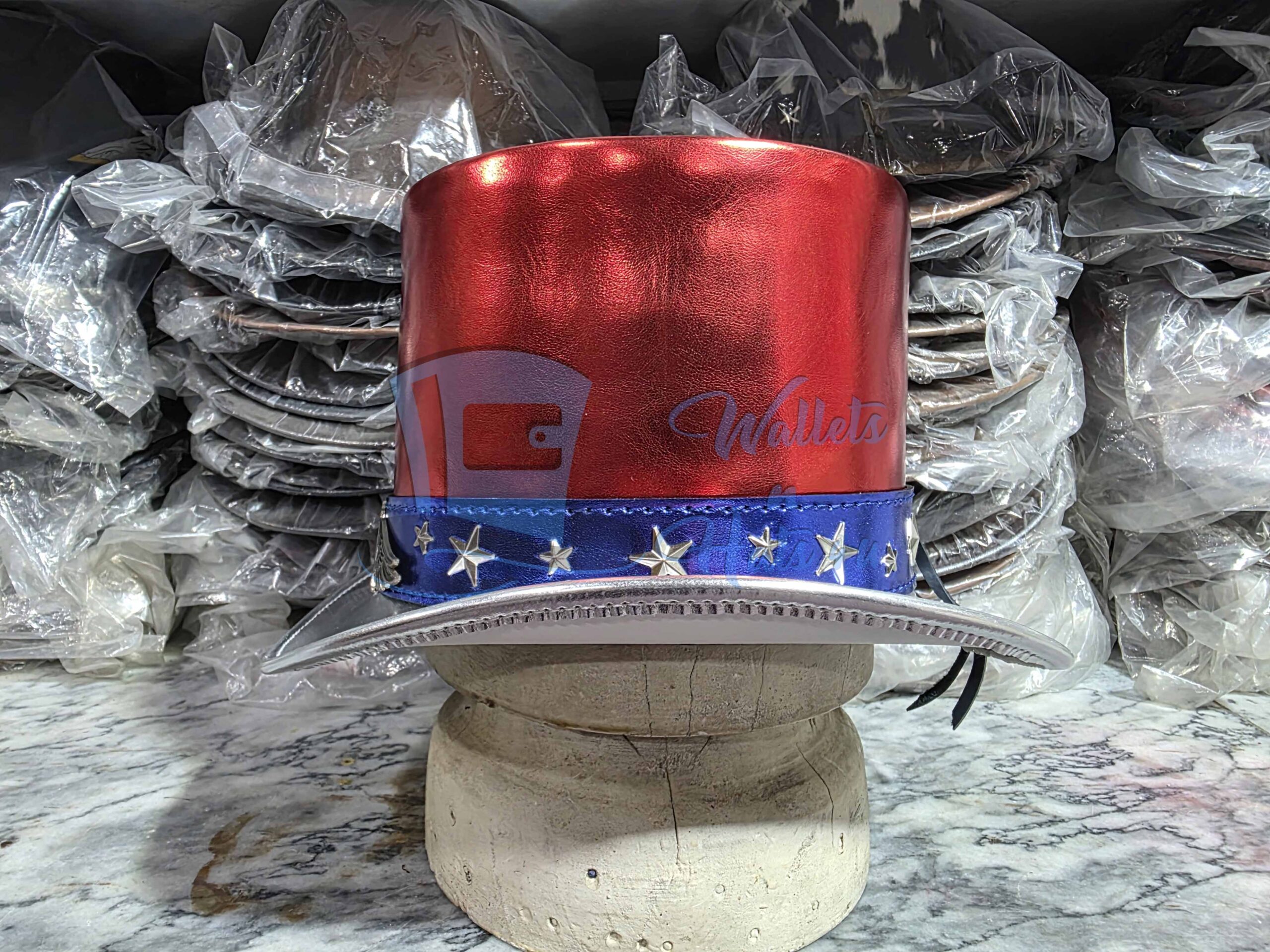 American flag festival 4th of july costume handmade leather top hat American flag festival 4th of july costume handmade leather top hat - image 3