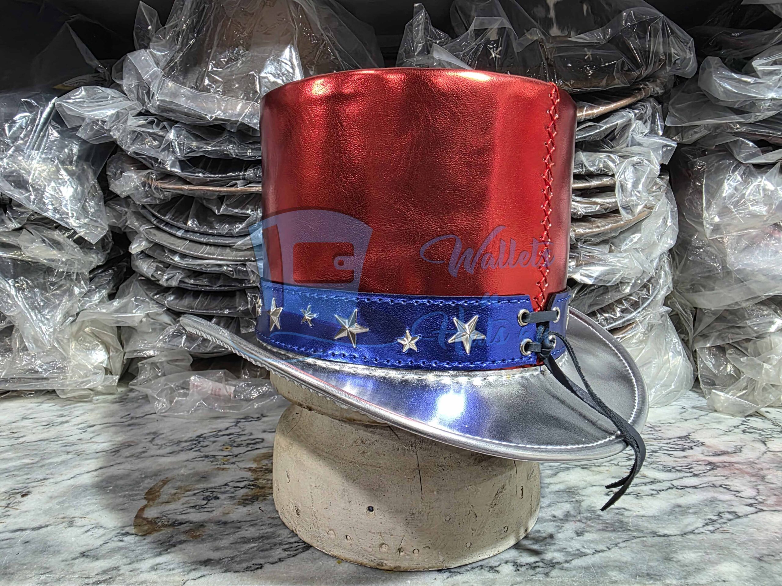 American flag festival 4th of july costume handmade leather top hat American flag festival 4th of july costume handmade leather top hat - image 4