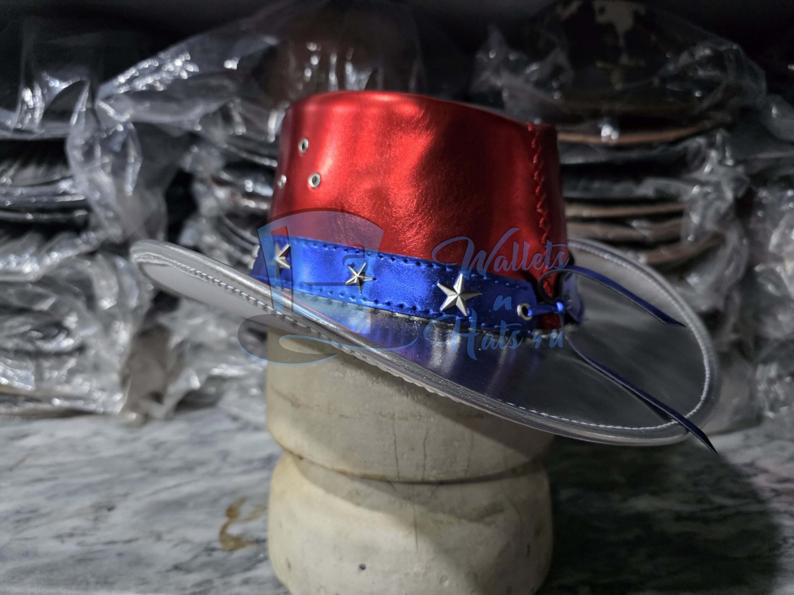 American flag festival 4th of july costume handmade leather cowboy hat American flag festival 4th of july costume handmade leather cowboy hat - image 6