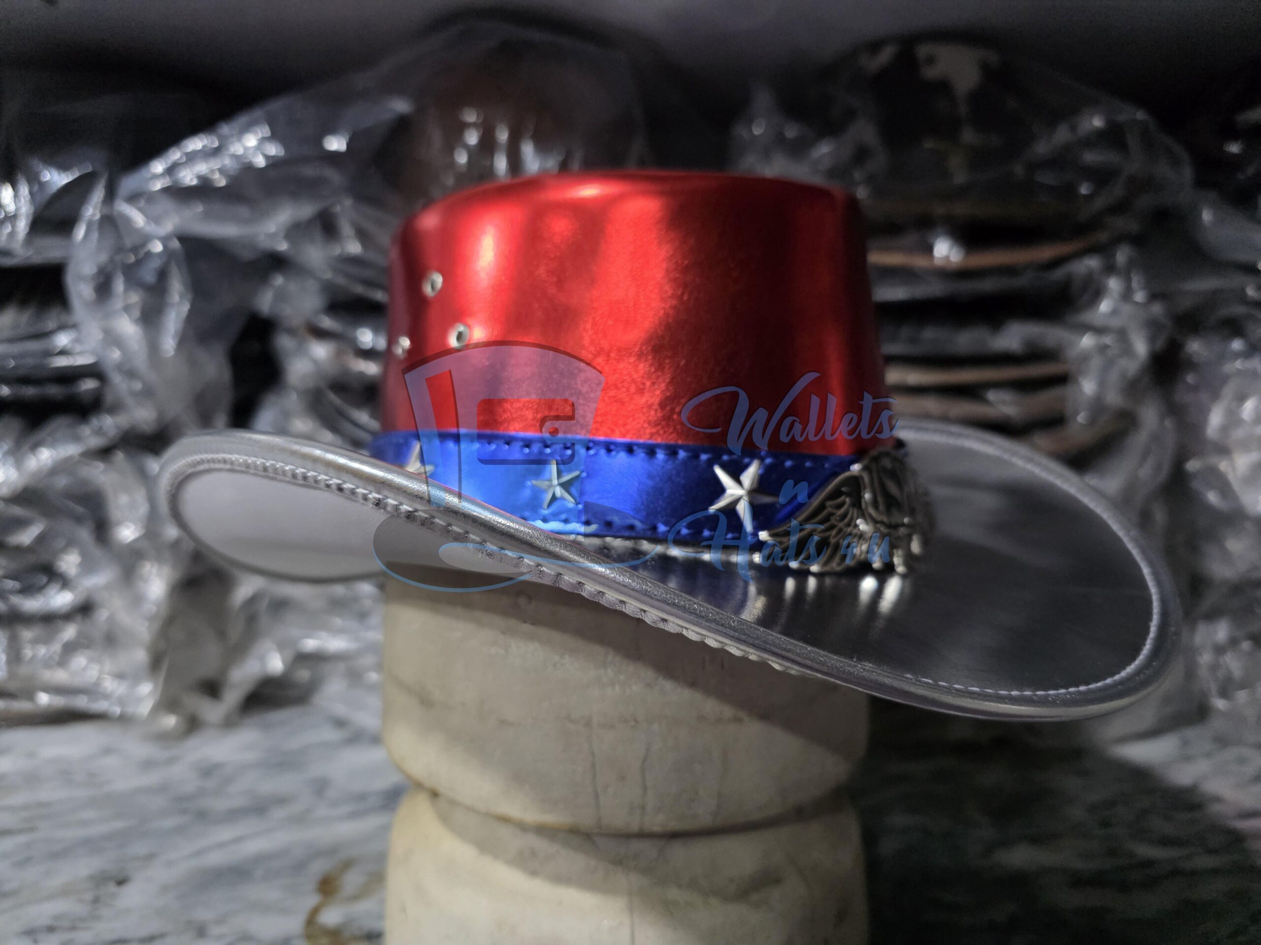 American flag festival 4th of july costume handmade leather cowboy hat American flag festival 4th of july costume handmade leather cowboy hat - image 2