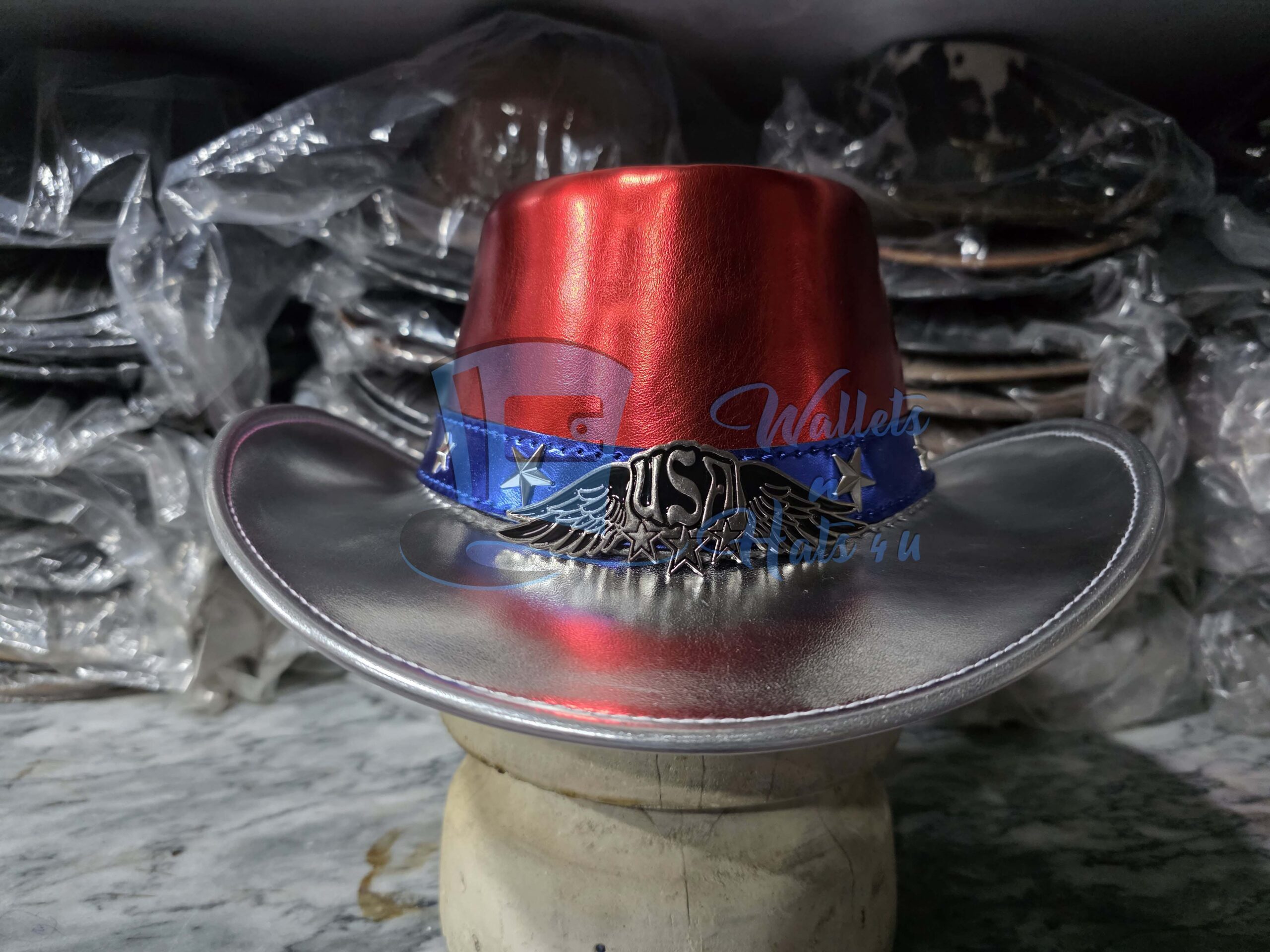 American flag festival 4th of july costume handmade leather cowboy hat American flag festival 4th of july costume handmade leather cowboy hat - image 4