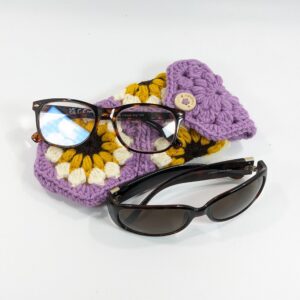 Sunflower Sunglass Purple Crochet Case