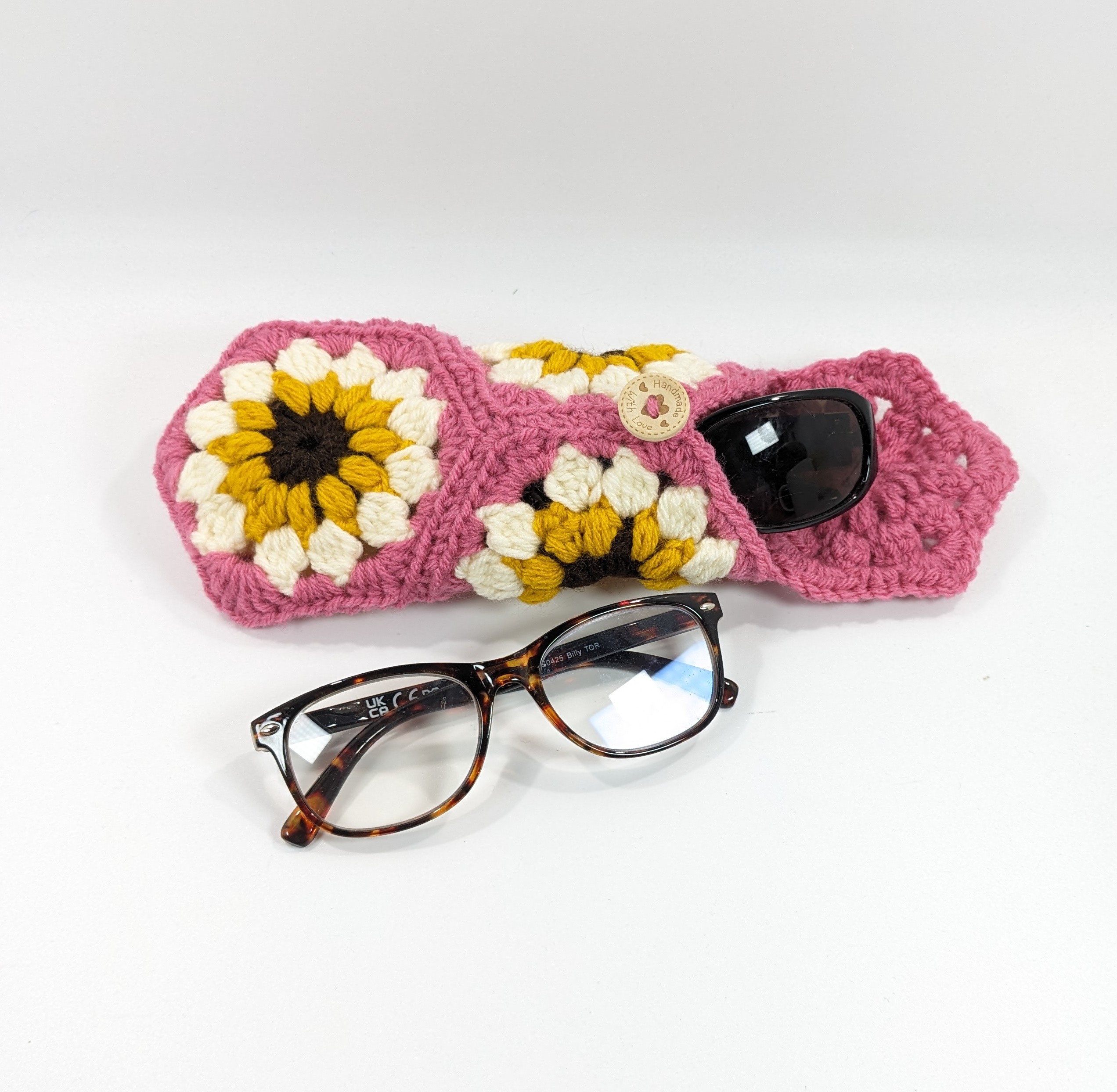 Sunflower sunglass rose crochet case Sunflower sunglass rose crochet case