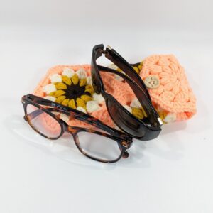 Sunflower Sunglass Coral Crochet Case