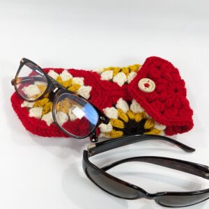 Sunflower Sunglass Red Crochet Case