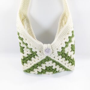 Boho sage shoulder bag crochet purse